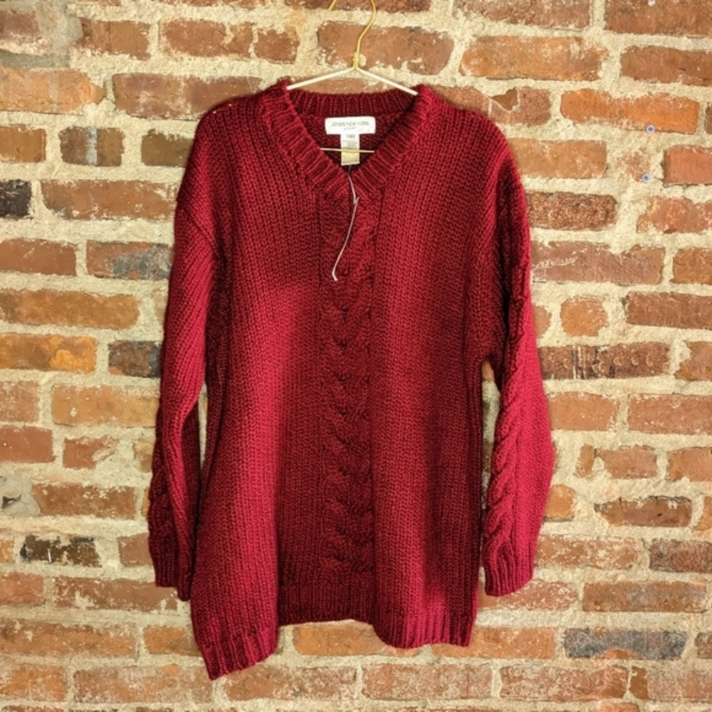 NWT Jones New York Medium Brick Red Chunky Knit‎ Sweater